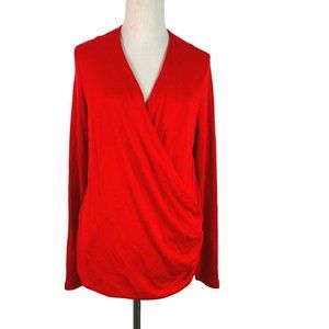 🟣 BANANA REPUBLIC Women's Size Small Red Wrap V Neck Career Sweater